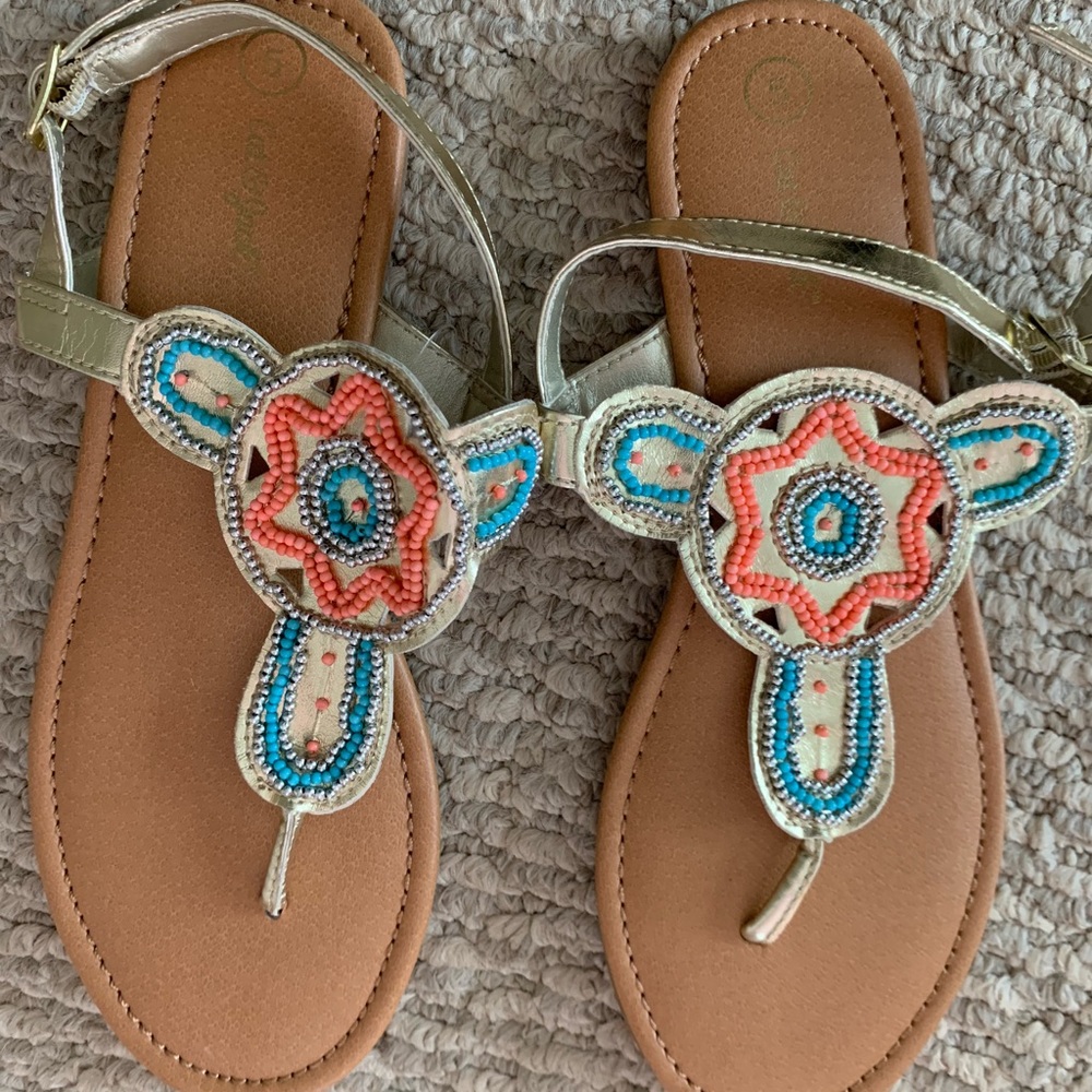New Cat and Jack Beaded Sandals Size 5 Kids